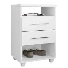 Mesa de Cabeceira para Quarto 2 Gavetas Valente Branco - Saga Decor