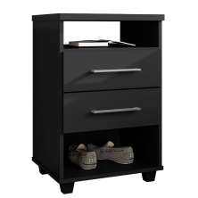 Mesa de Cabeceira para Quarto 2 Gavetas Valente Preto - Saga Decor