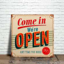 'Placa Decorativa We''re Open Bege 30 cm'