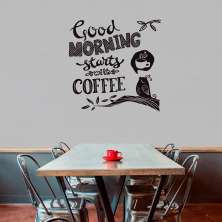 Adesivo de Parede para Cozinha Coffee Preto e Branco