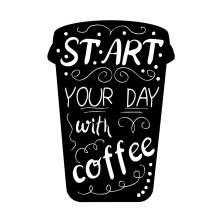 Adesivo de Parede para Cozinha Start Coffee Preto e Branco