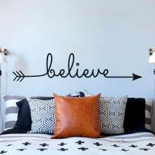 Adesivo de Parede para Quarto Believe Arrow Preto 160 cm