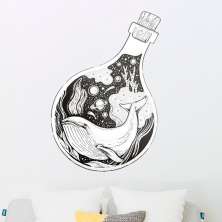 Adesivo de Parede para Quarto Bottle Preto e Branco