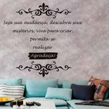 Adesivo de Parede para Sala Agradeça Preto