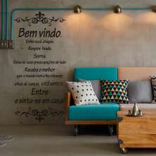 Adesivo de Parede para Sala Bem Vindo Preto