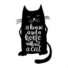 Adesivo de Parede para Sala Without Cat Preto e Branco
