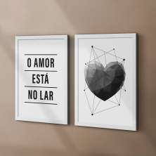 Conjunto com 2 Quadros Decorativos Amor Está Branco