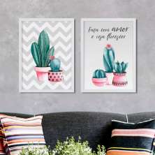 Conjunto com 2 Quadros Decorativos Faça Branco