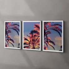 Conjunto com 3 Quadros Decorativos Tropical Sunris Branco