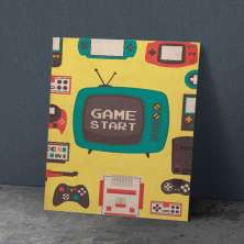 Placa Decorativa Game Start Colorida