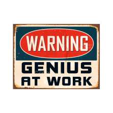 Placa Decorativa Genius Azul 20 cm