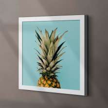 Quadro Decorativo com Moldura Abacaxi Branco