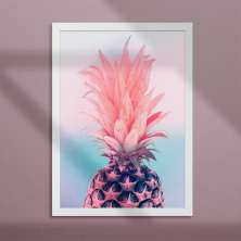 Quadro Decorativo com Moldura Abacaxi Tropical Branco