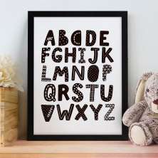 Quadro Decorativo com Moldura Alfabeto Preto