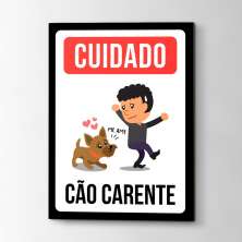 Quadro Decorativo com Moldura Cão Carente Colorido