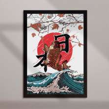 Quadro Decorativo com Moldura Carpa Oriental Preto