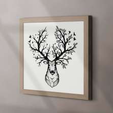 Quadro Decorativo com Moldura Cervo Bege