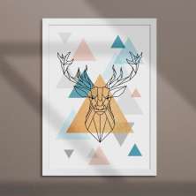 Quadro Decorativo com Moldura Cervo Low Branco