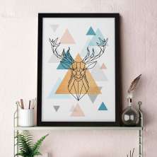 Quadro Decorativo com Moldura Cervo Low Preto