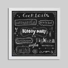 Quadro Decorativo com Moldura Cocktails Branco