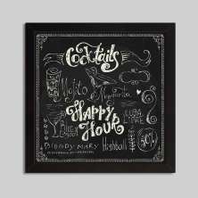 Quadro Decorativo com Moldura Cocktails II Preto