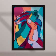 Quadro Decorativo com Moldura Colorful Hands Preto