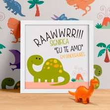 Quadro Decorativo com Moldura Dino Raawr Branco