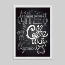Quadro Decorativo com Moldura Drink Coffee Branco