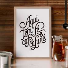 Quadro Decorativo com Moldura Fé, Café, Cafuné Bege