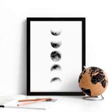 Quadro Decorativo com Moldura Fases Lunares Preto