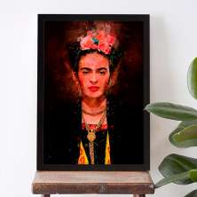 Quadro Decorativo com Moldura Frida Aquarela Preto