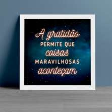 Quadro Decorativo com Moldura Gratidão Branco