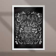 Quadro Decorativo com Moldura Hungry Girls Branco