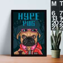 Quadro Decorativo com Moldura Hype Pug Preto