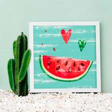 Quadro Decorativo com Moldura Melancia Branco