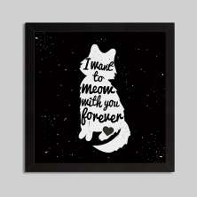 Quadro Decorativo com Moldura Meow Preto