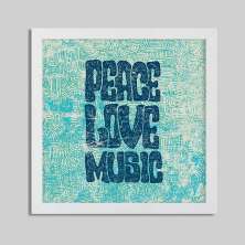 Quadro Decorativo com Moldura Peace Love Branco