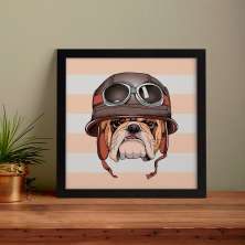 Quadro Decorativo com Moldura Pets Capacete Preto