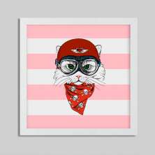 Quadro Decorativo com Moldura Pets Motoca Branco