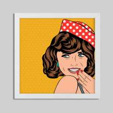 Quadro Decorativo com Moldura Pin up Branco