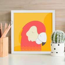 Quadro Decorativo com Moldura Relax Arara Branco