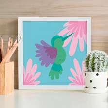 Quadro Decorativo com Moldura Relax Beija-Flor Branco