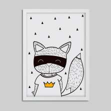 Quadro Decorativo com Moldura Super Gato Branco