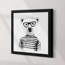 Quadro Decorativo com Moldura Urso Preto