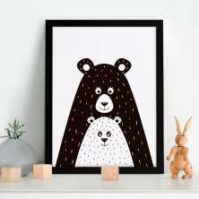 Quadro Decorativo com Moldura Ursos Preto