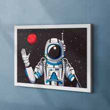 Quadro Decorativo com Moldura Viagem Marte Branco