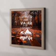 Quadro Decorativo com Moldura Viajar Marrom