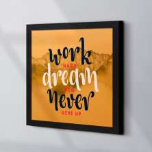 Quadro Decorativo com Moldura Work Hard Preto