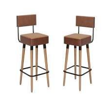 Kit 02 Bancos Banquetas Pés Palito Barcelona Courissimo Café - Salaone