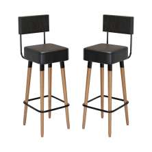 Kit 02 Bancos Banquetas Pés Palito Barcelona Courissimo Preto - Salaone